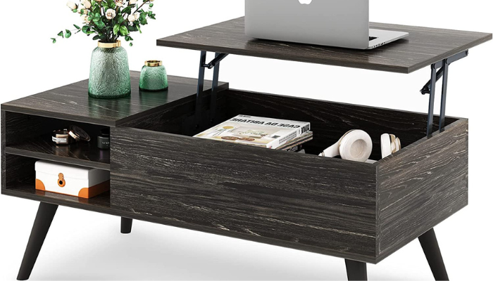 Wood Lift Top Coffee Table with Hidden Compartment and Adjustable Storage Shelf   / COFFEE TABLES WITH STORAGE