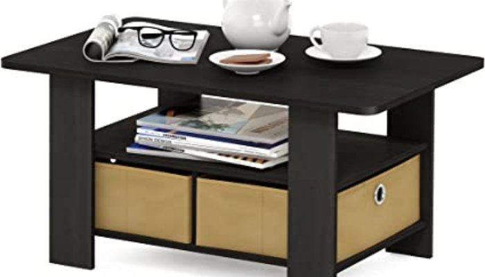 Coffee Table with Bins, Espresso/Brown / COFFEE TABLES WITH STORAGE