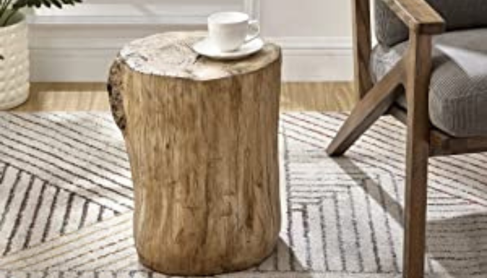 Grey White Wood End Table