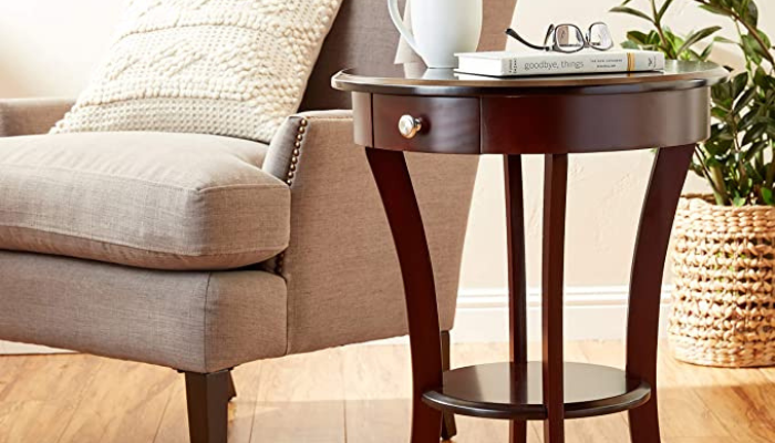 Espresso Round Wood End Table