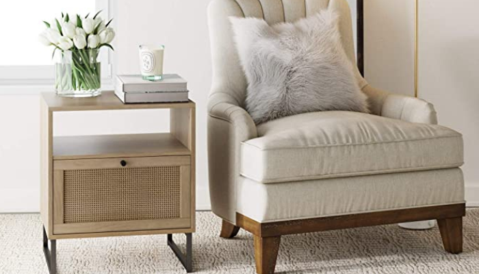 Mina Wood Side Table With Storage