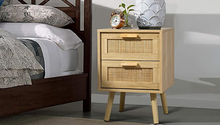 Accent Wood Side Table With Storage