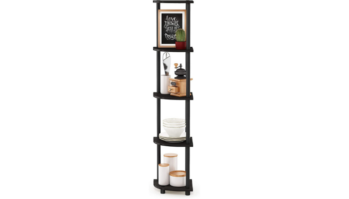  Espresso/Black Wooden Corner Display Rack