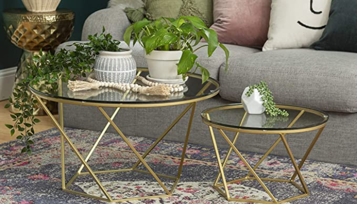 Best Coffee Table with Top of Glass / Geometric Brass Base Coffee Table With Top Of Glass