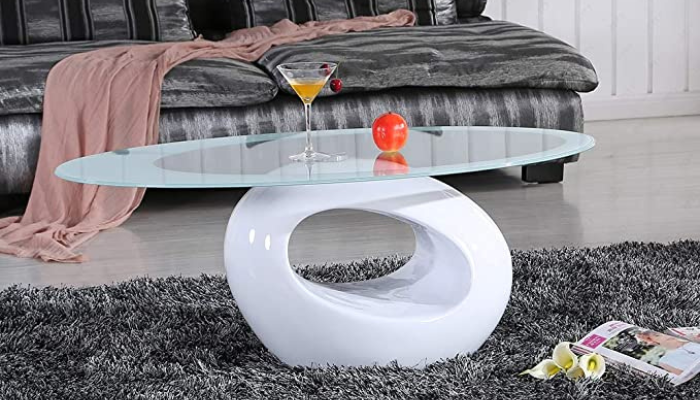 Best Coffee Table with Top of Glass / White base Oval Shape Coffee Table With Top Of Glass