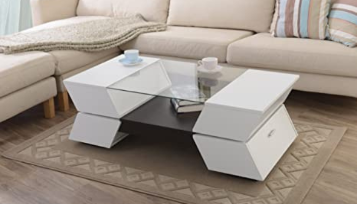 Best Coffee Table with Top of Glass / Stylish Wood Base Coffee Table With Top Of Glass & Storage