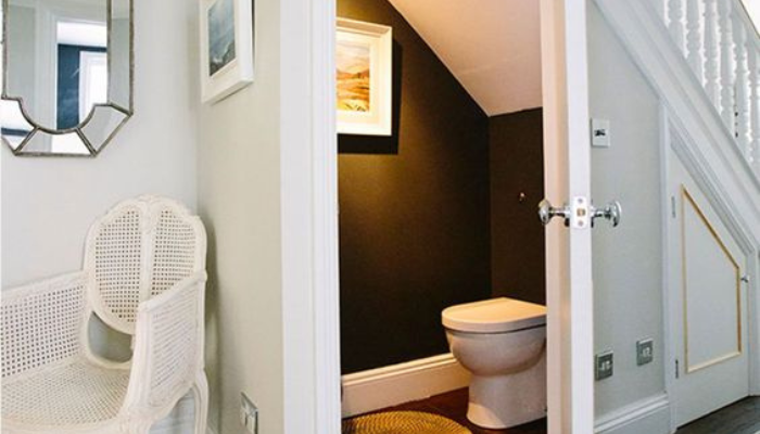 Guest bathroom Ideas under Indoor Stair / Ideas For Storage under Indoor Stair