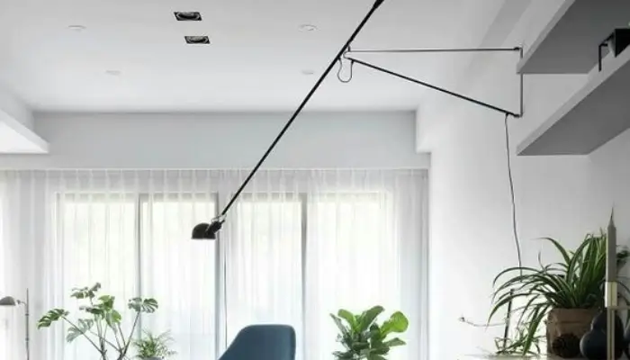 decor with long swing arm wall light / how to decor a living room with wall light ?