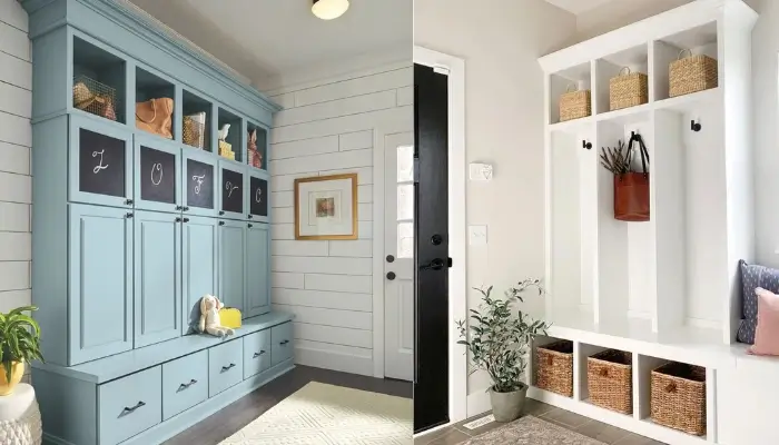 decor with a tall cabinet / how to decor your house entryway with storage ?