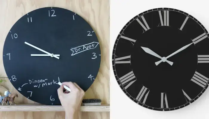decor with Roman Numeral Chalkboard Clock / how to decor A home wall with DIY wood clocks ?