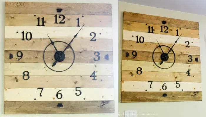 Square Rustic Wood Plank Clock /how to decor A home wall with DIY wood clocks ?