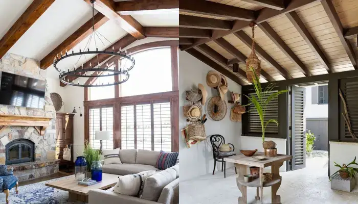 1. decor with the Exposed Beams / how to decor living room with a woodsy look ?