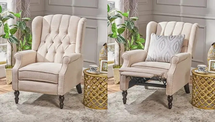 5. Elizabeth Tufted Fabric Wingback Chair / best ideas for modern wingback chair
