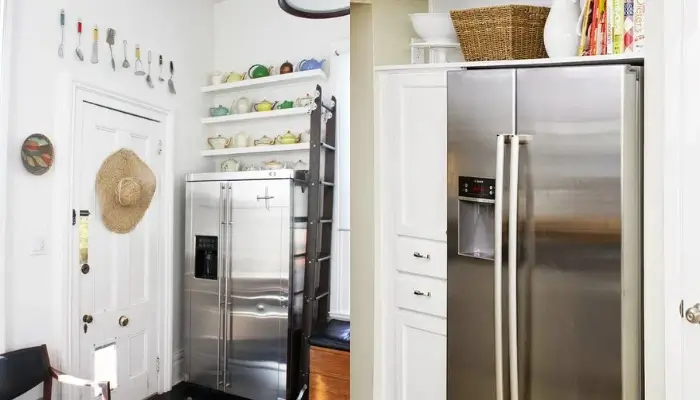 2. decor with floating shelf above the Refrigerator / how to decor Awkward space above the Refrigerator?