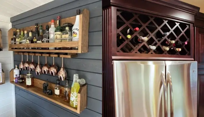 3. decor Your Favorite Wine Above the Fridge / how to decor Awkward space above the Refrigerator?
