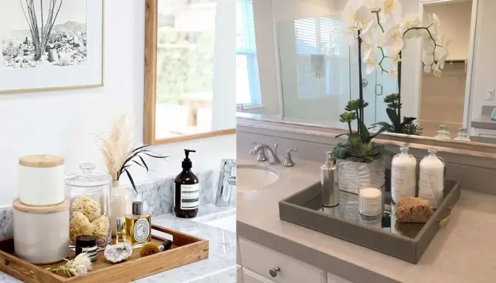3. decor with chic trays / how to decorate your bathroom Countertop?