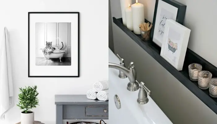 5. decor with Photos Or Artwork / how to decorate your bathroom Countertop?