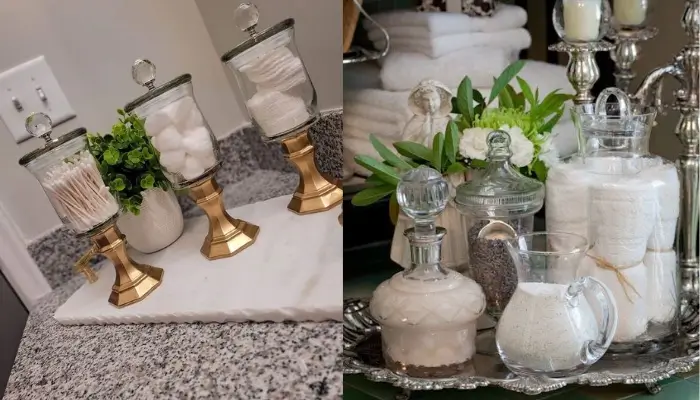 9. decor with Glass Jars / how to decorate your bathroom Countertop?
