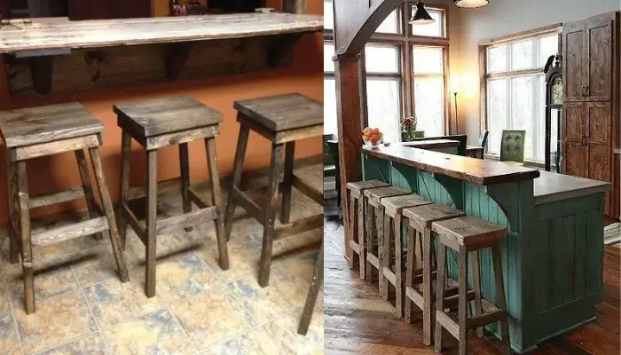 3. decor with Rustic wood bar stools / how to decor a kitchen with bar stools?