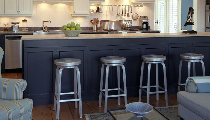 6. decor with Simple silver metal bar stools / how to decor a kitchen with bar stools?