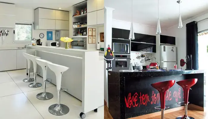 8. decor with Pedestal bar stools / how to decor a kitchen with bar stools?