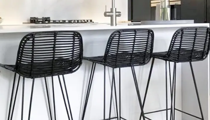 11. decor with Black wicker bar stools / how to decor a kitchen with bar stools?