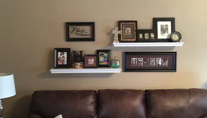 11. decor with Floating Shelves / How to Decorate a wall above the Sofa?