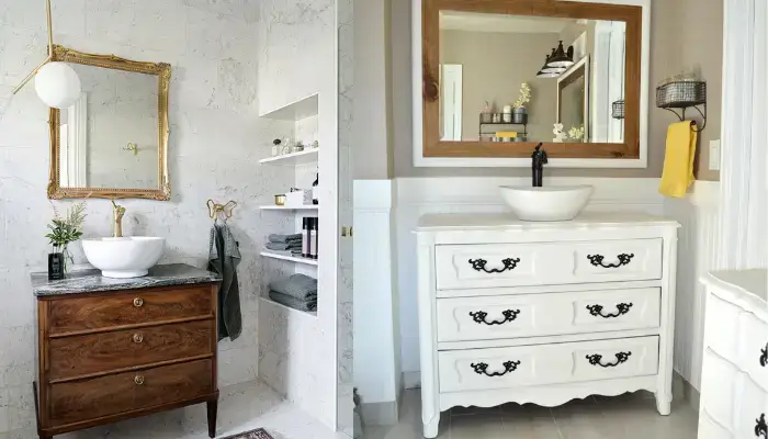 7. Make a washstand out of a vintage chest of drawers. / How Do You Organize Bathroom Storage?