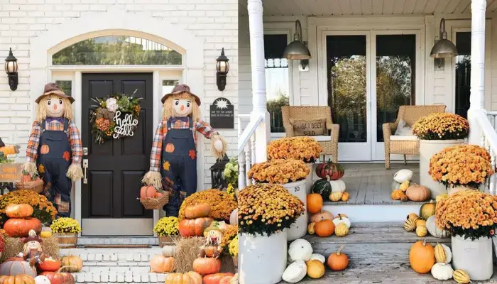 4. decor with Harvest Hello / how to decor Front Porches With Fall Flowers?
