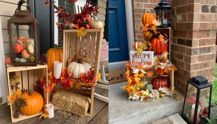 9. decor with Tiny Autumn Porch / how to decor Front Porches With Fall Flowers?