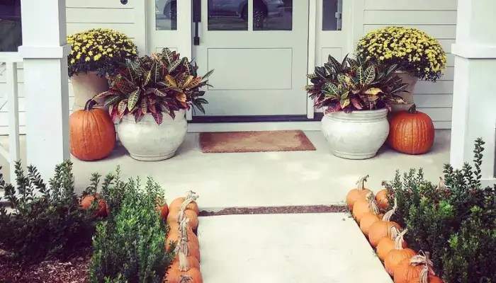 11. decor with Fall Potted Plants / how to decor Front Porches With Fall Flowers?