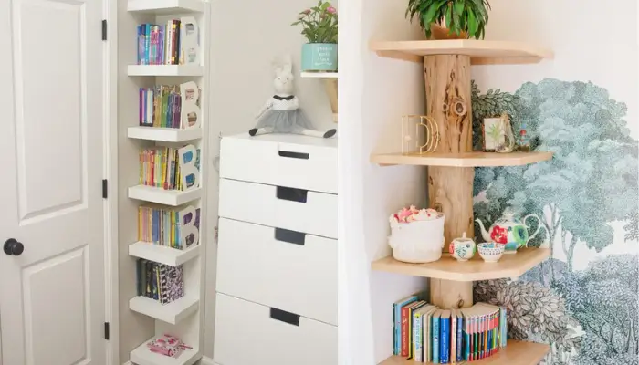 6. Chic Corner Bookshelf / best ideas for Nursery Bookshelf and Bookshelves