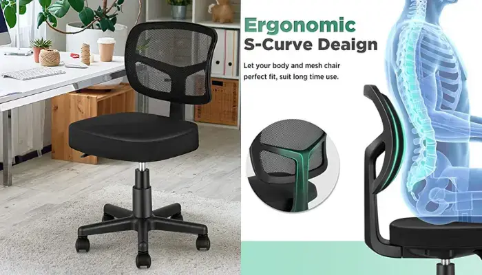 3. Mid Back Arm less Task Office Chair / best ideas for Sewing Chairs