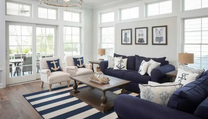 1. dark blue and gray / best gray wall ideas for living room