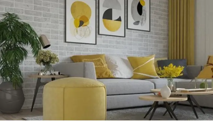2. Mustard Yellow And Gray Paint Color /  best gray wall ideas for living room