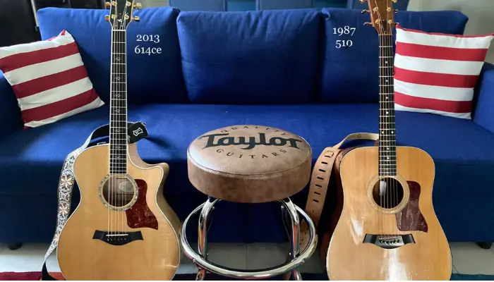 11. Brown Leather padded seat stool / best chair and stool for playing guitar 