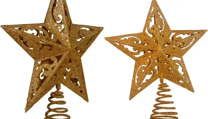 Kurt Adler 8-Inch Gold Glittered 5 Point Star /  Best Christmas Tree Toppers
