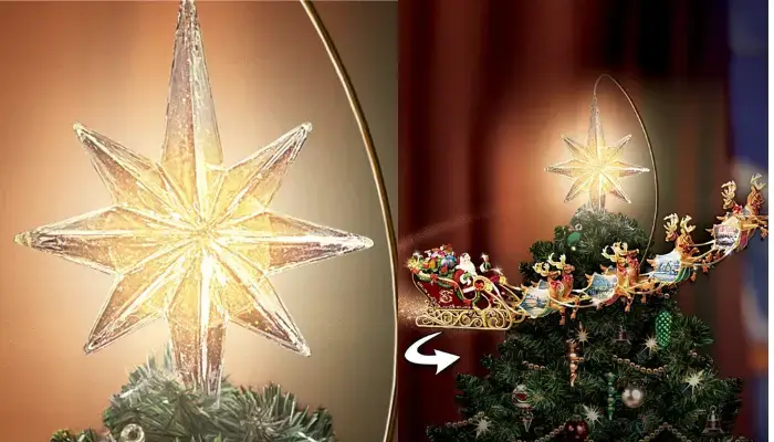 Thomas Kinkade Holidays in Motion Rotating Illuminated Tree Topper / Best Christmas Tree Toppers