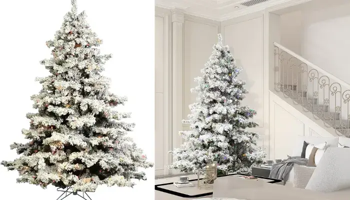 Indoor Flocked Alaskan Pine Christmas Tree / Best Artificial Christmas Trees