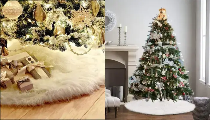 White Faux Fur Christmas Tree Skirt / best christmas tree skirts