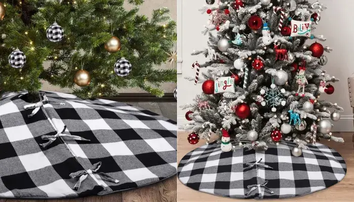 Black and White Buffalo Check Christmas Tree / best christmas tree skirts