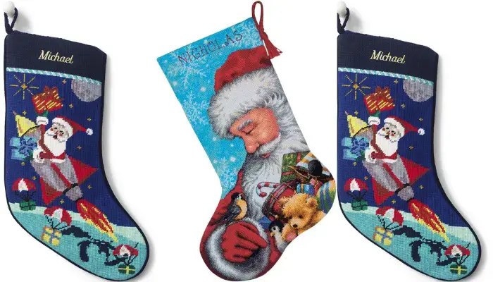 Needlepoint Santa and Toys Personalized Christmas Stocking / Best Christmas stockings