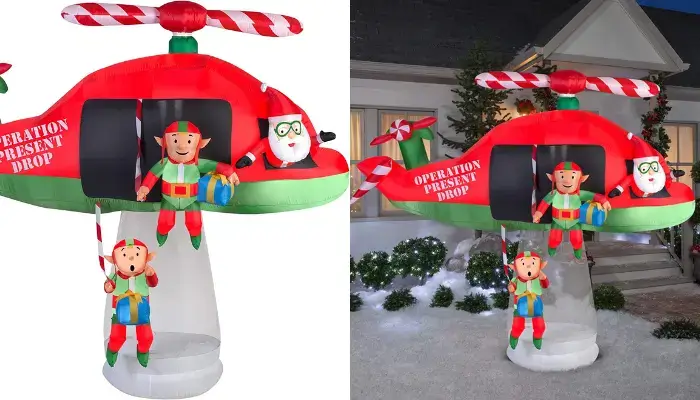 Santa Helicopter ELF Animated Christmas Inflatable / how do christmas inflatables work?