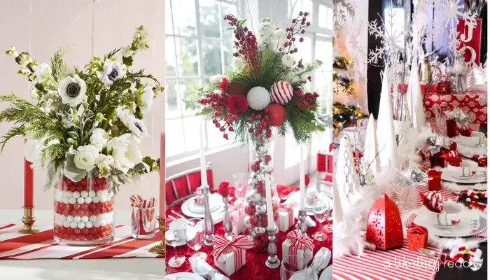 Red and White Vase christmas decoration /  How can I decorate my Christmas table?
