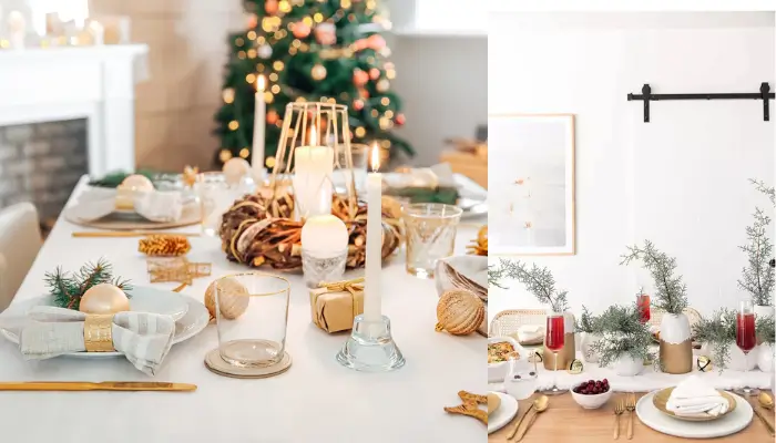Mix White and Gold christmas table decoration / best Christmas Table Decorating