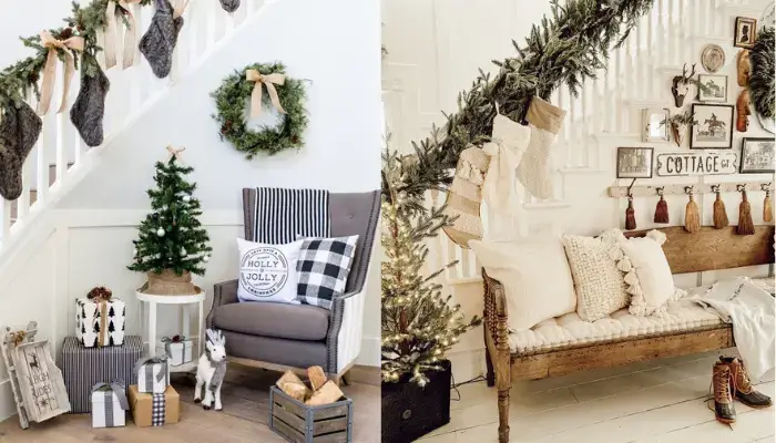 decoration with Rustic Farmhouse / How to decorate stair banister for Christmas?