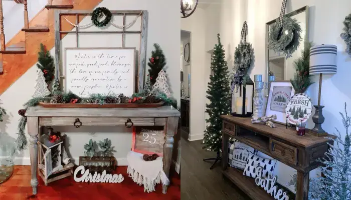 decorate with rustic console table / how to make rustic christmas decorations?