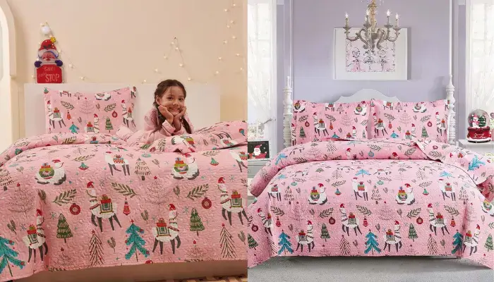 pink christmas bedding sheet / best christmas bedding sets Ideas
