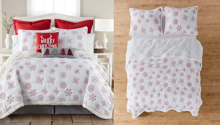 Red Snowflake Sherpa christmas bedding / What is bedding set?