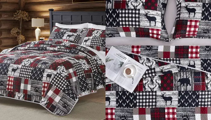 Patchwork Rustic Lodge Deer bedding / best christmas bedding sets Ideas